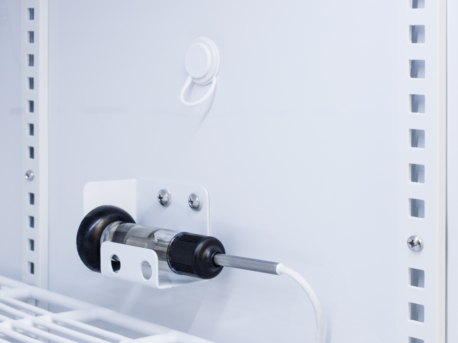Performance series Med-Lab 3 cu.ft. counter height all-refrigerator for laboratory storage with factory-installed data logger, hospital grade cord with 'green dot' plug, and antimicrobial silver-ion handle